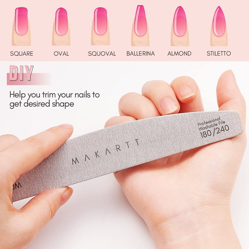 Makartt Nail File: 100/180 Grit Emery Boards for Nails, 10 Pcs Zebra Doubled Sides Coarse Fingernail Filer for Acrylic and Extension Gel Removal Manicure Kit Salon Home Use
