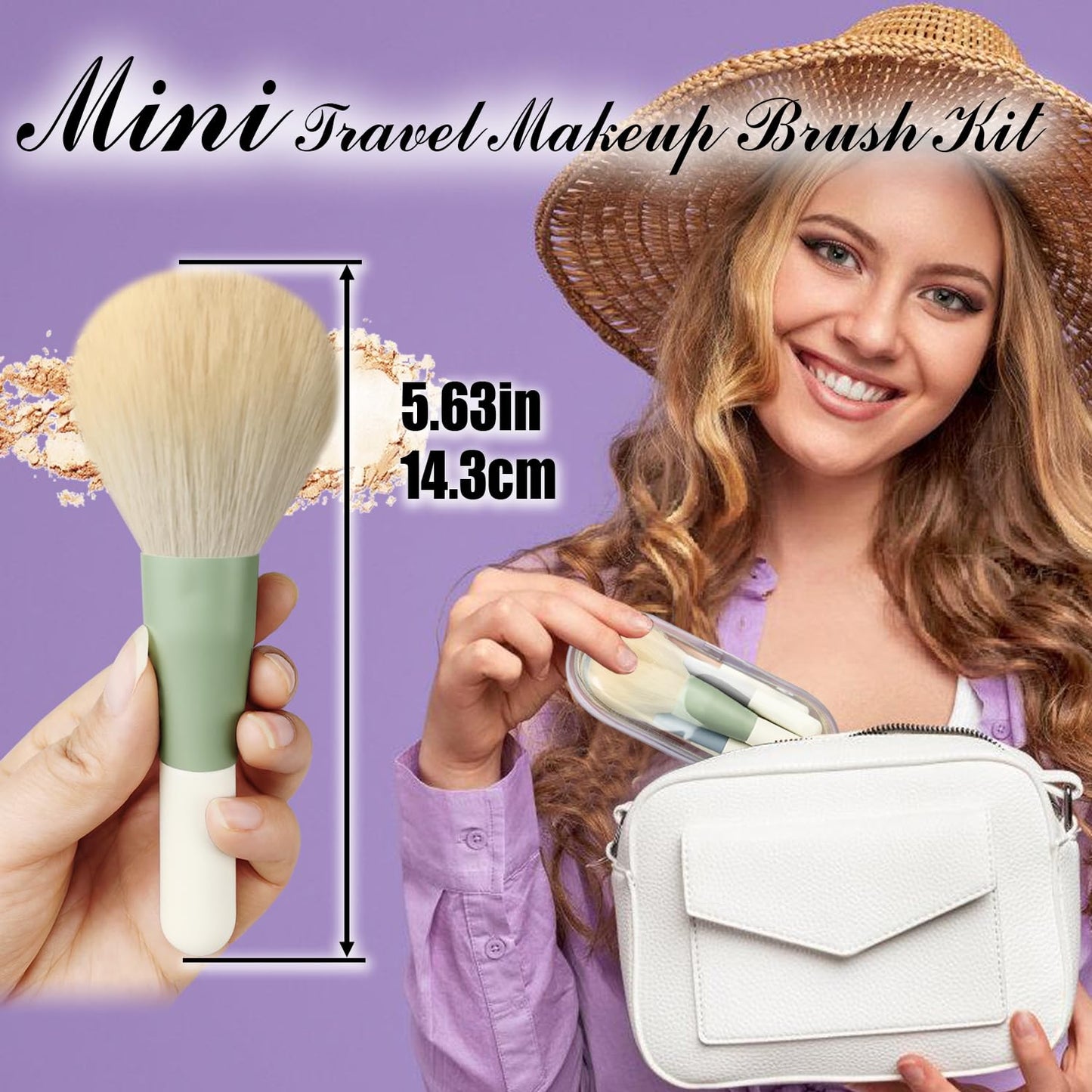 Voxora Mini Travel Makeup Brush Set with Case, Foundation Makeup Brush, Silicone Face Mask Brushe& Makeup Sponge, Mini Makeup Brush Set for Powder, Eyeshadow, Highlight, Contour, Blush, & Concealer