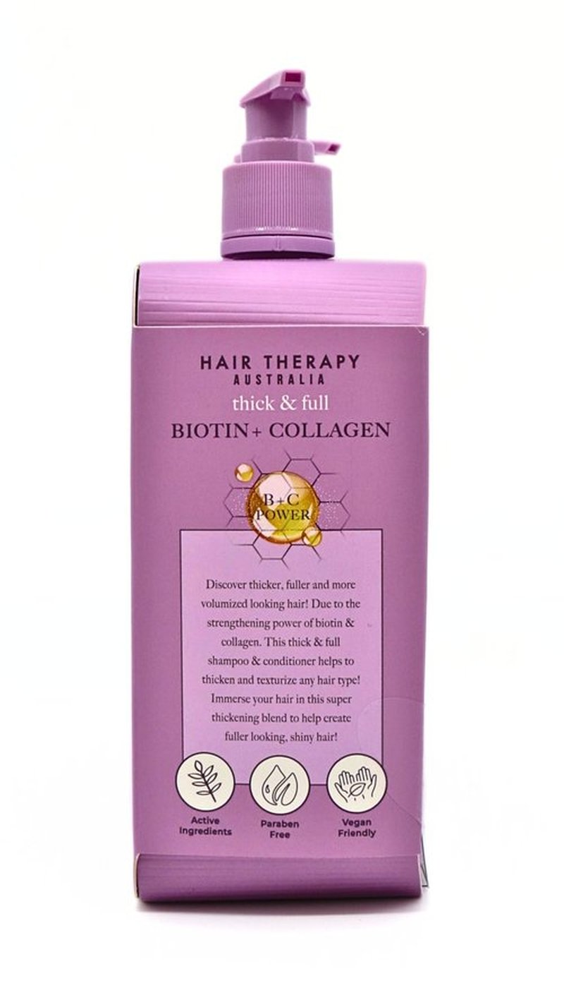 Hair Therapy Australia Thick & Full Shampoo & Conditioner Set | Biotin + Collagen | Deep Nourishing, Strenghtening, Softening, Purple
