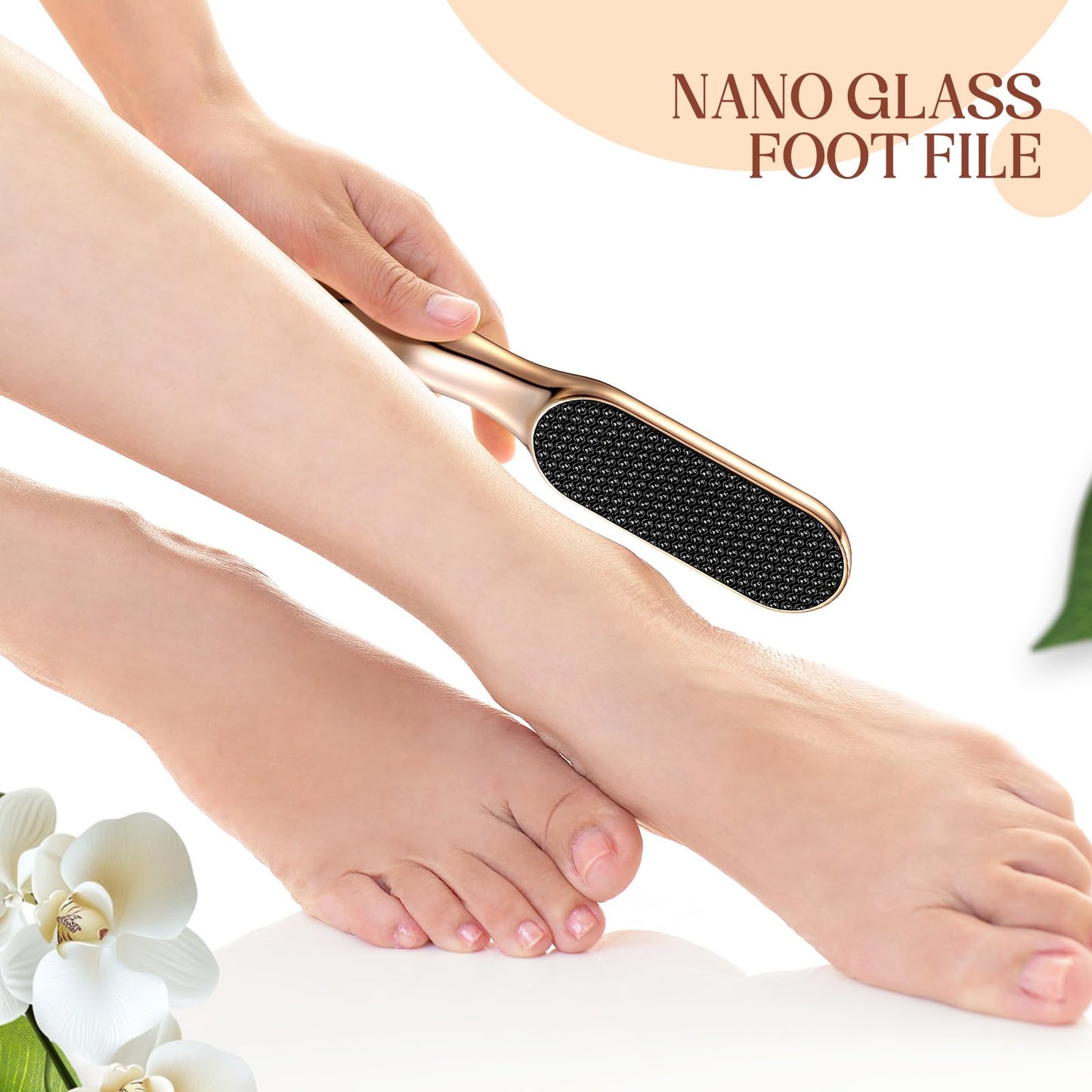Lanties Hard Skin Remover Nano Glass Foot File, Veins Grain Foot File, Professional Foot Care Tools, Pedicure Tool for Smooth Feet, Safe and to Remove Hard Skin and Dead Skin Foot Scrubber(Gold)
