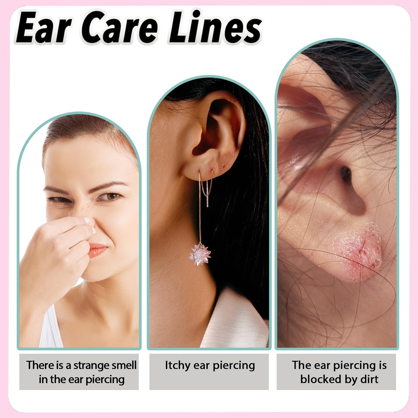 opasyo Ear Hole Cleaner 300PCS Ear Piercing Cleaner Floss,5 Colors Earring Hole Cleaner for Girls Women Men,Disposable Piercing Cleaner Floss Ear Piercing Care Cleaning Tool (A-5colors)