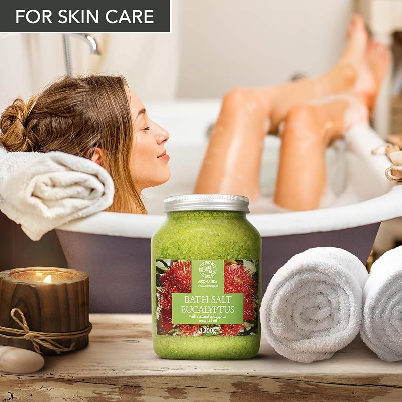 Sea Salt Bath with Eucalyptus Essential Oil 46 oz – Relaxing, Sleep Support Bath Salts
