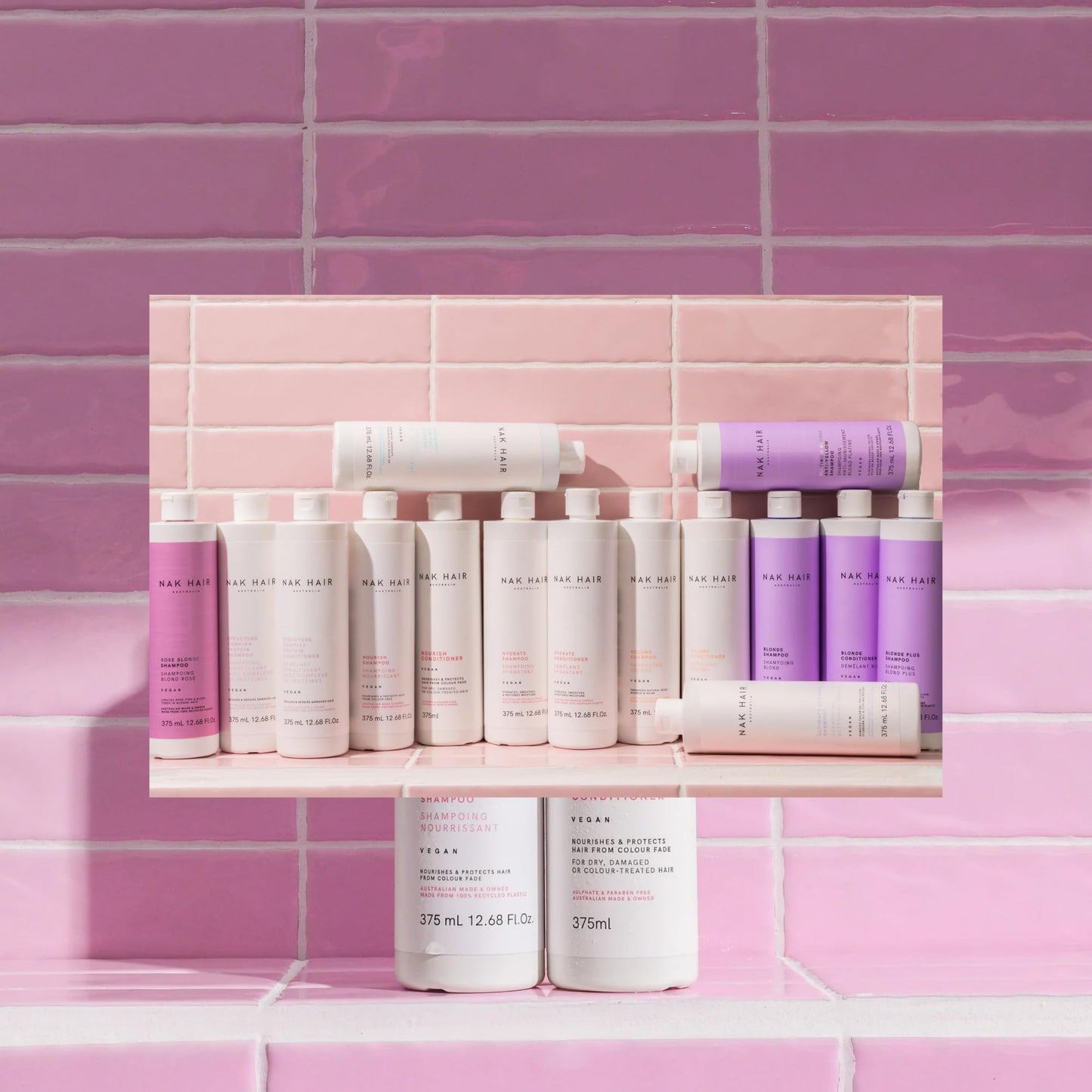 NAK Nourish Shampoo 375ml - Protects hair from color fade for dry, damaged hair