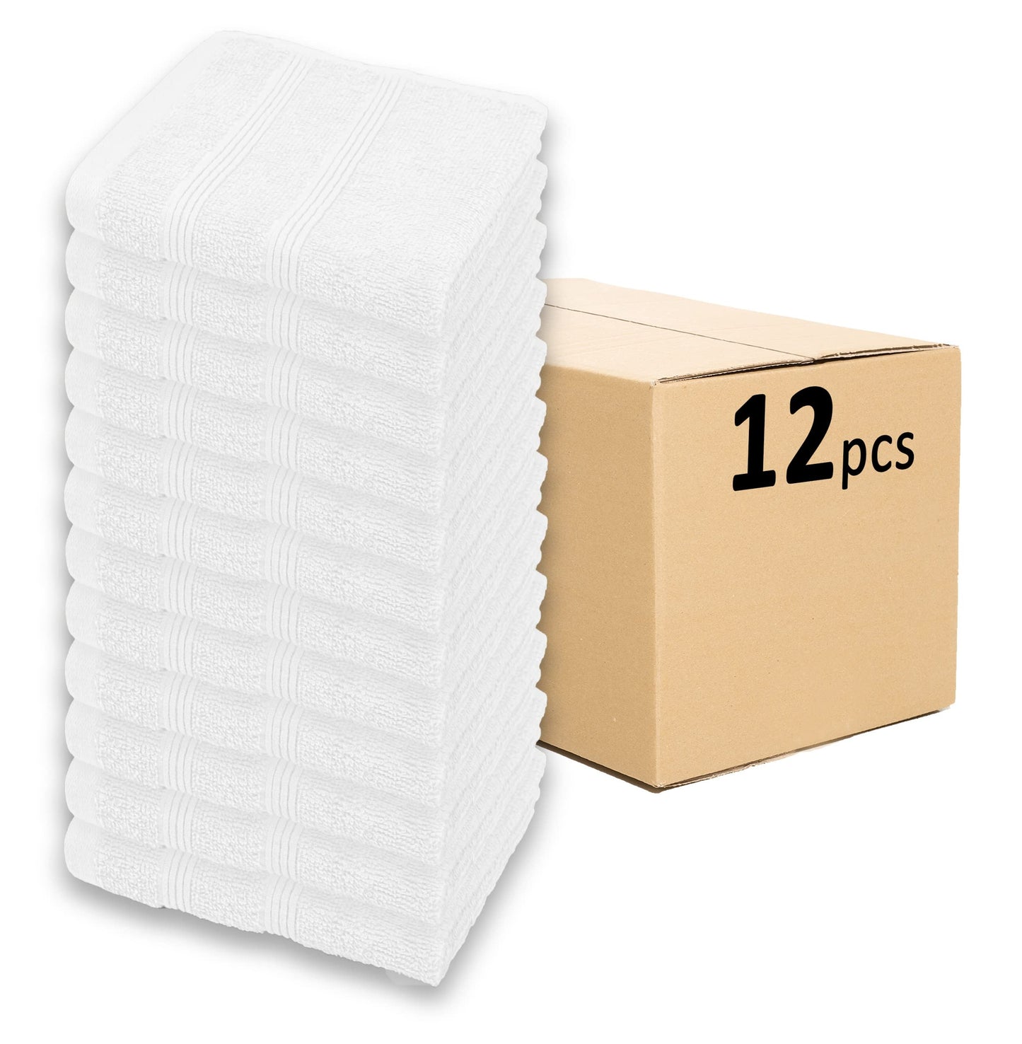 Kaufman - Premium Washcloth Set of 12 (13x13 Inches) 100% Cotton Ring Spun, Highly Absorbent, Durable and Ultra Soft Feel Wash Cloths Essential for Bathroom, Spa, Gym, and Face Towel (12PK)