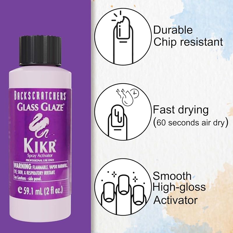 Backscratchers Kikr Nail Resin Activator 2 oz – Quick Dry Spray for Silk & Fiberglass Wraps