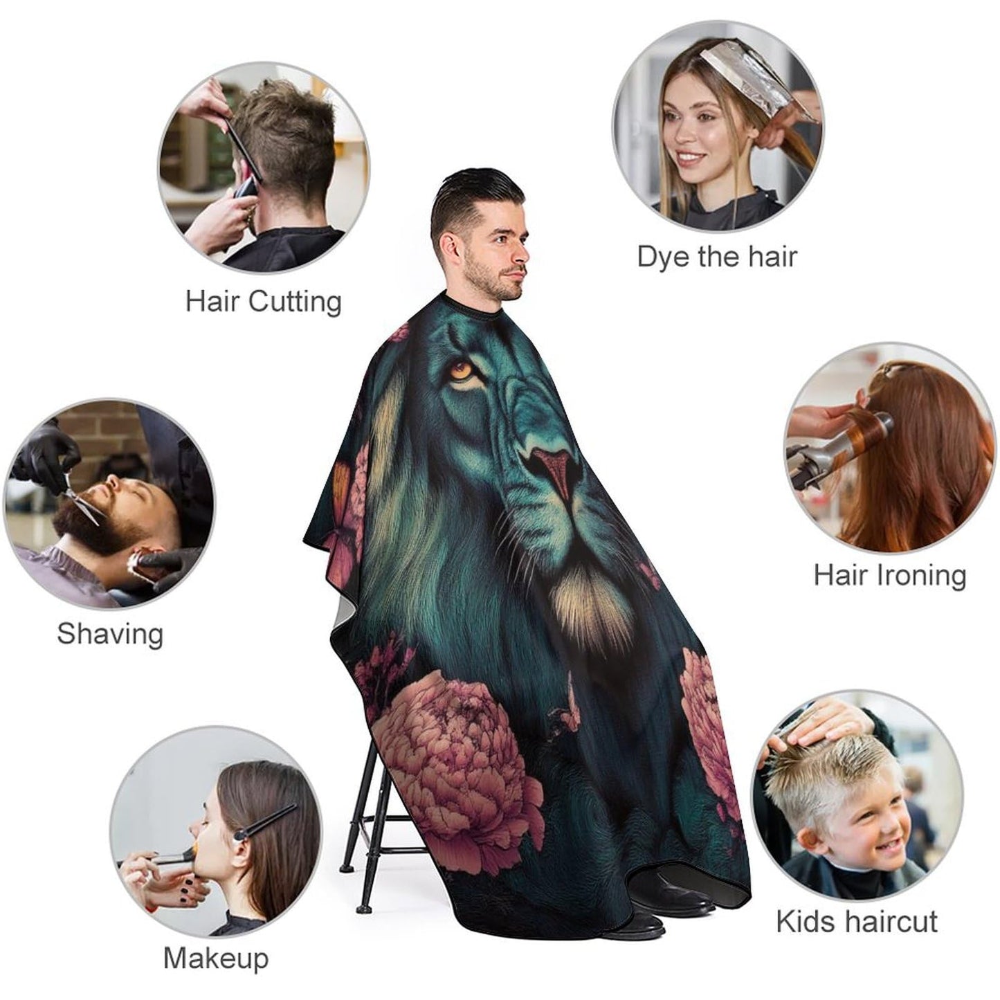 Extra Large Hair Cutting Cape - Lion Pink Floral Dyeing Salon Apron Haircut Gown for Hair Cutting & Styling
