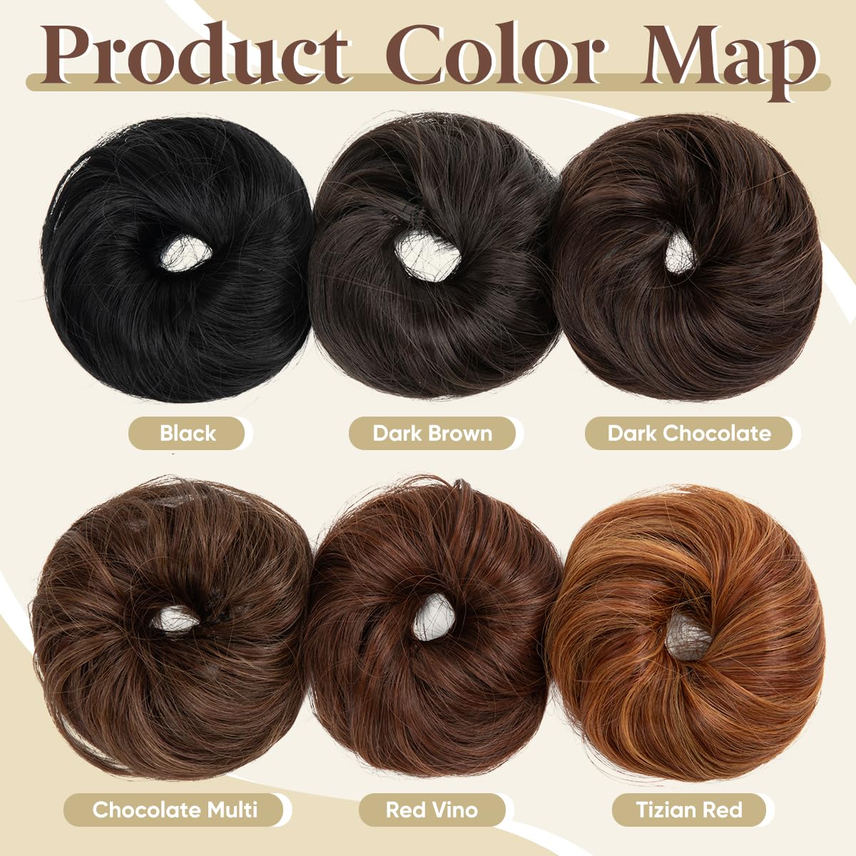 CJL HAIR 2PCs Small Cute Messy Bun Hair Piece for Thin Hair Women Girl Mini Synthetic Curly Bun Scrunchies Updo Hairpieces for Kids Chocolate Multi