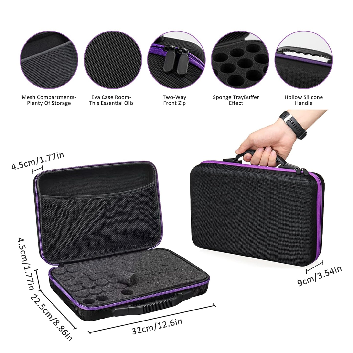 Essential Oil Storage Organizer,60 Bottle Essential Oils Case, Essential Oils Holders Organizer Essential Oil Bag Holds 5-15ml Oils Bottle,Compatible with do Terra,Young Living,Vallejo,Army Painter