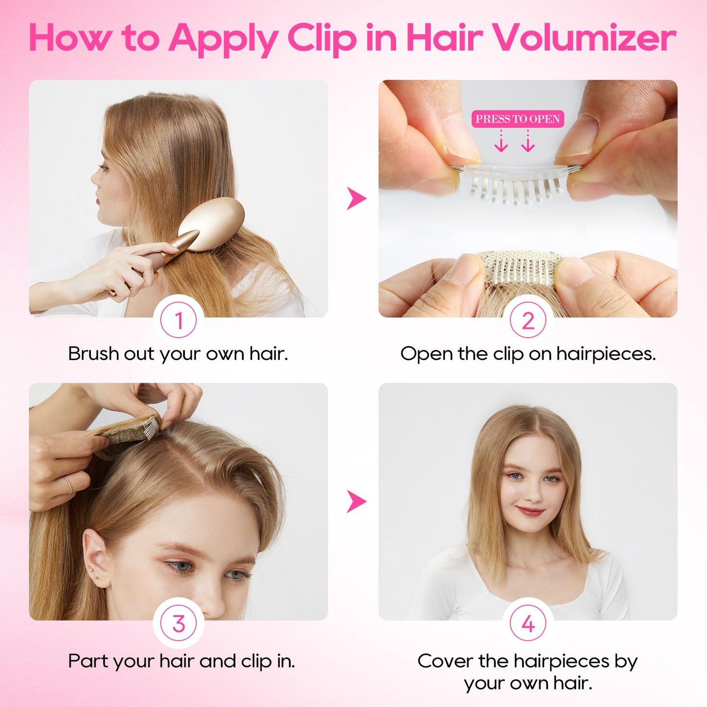 REECHO Clip in Hair Volumizer, 2PCS 6 inch Short Thick Clip in Hairpieces Adding Extra Volume Hair Extensions for Women - Black Brown