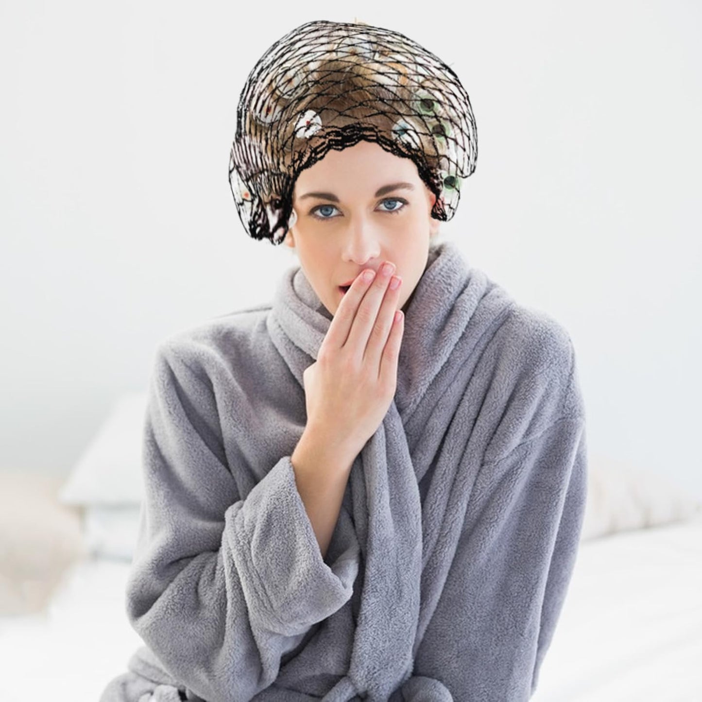 OWMOSYX 7 Piece Triangle Hair Net for Rollers Women Mesh Hair Net Setting for Salon Home Sleep Styling Curl Setting Fixed Hairstyle Protection while Drying or Sleeping