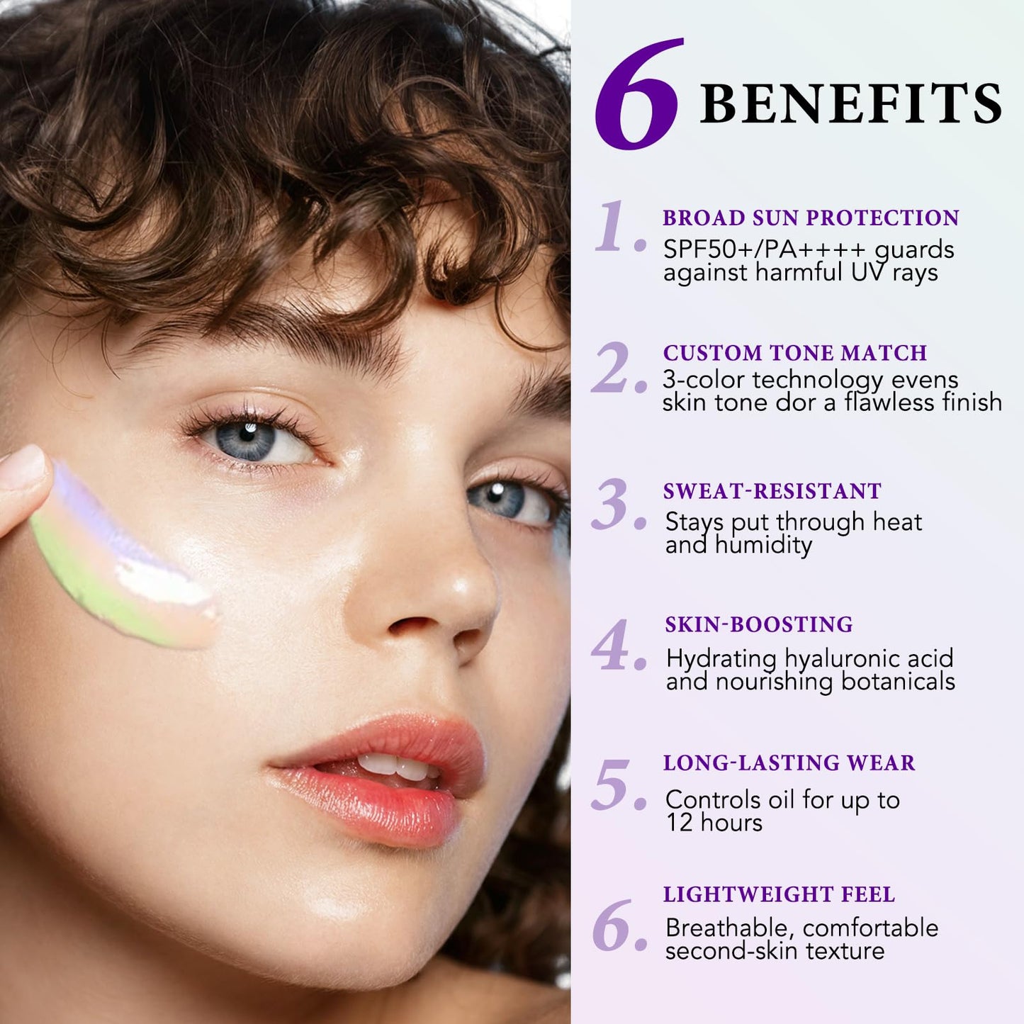 Primer for Face Before Makeup - Face Primer with SPF50+/PA++++｜Moisturizing & Brightening and Water & Sweat Resistant｜Make up Primerr｜Protecting & Repairing Base Makeup 1.4oz