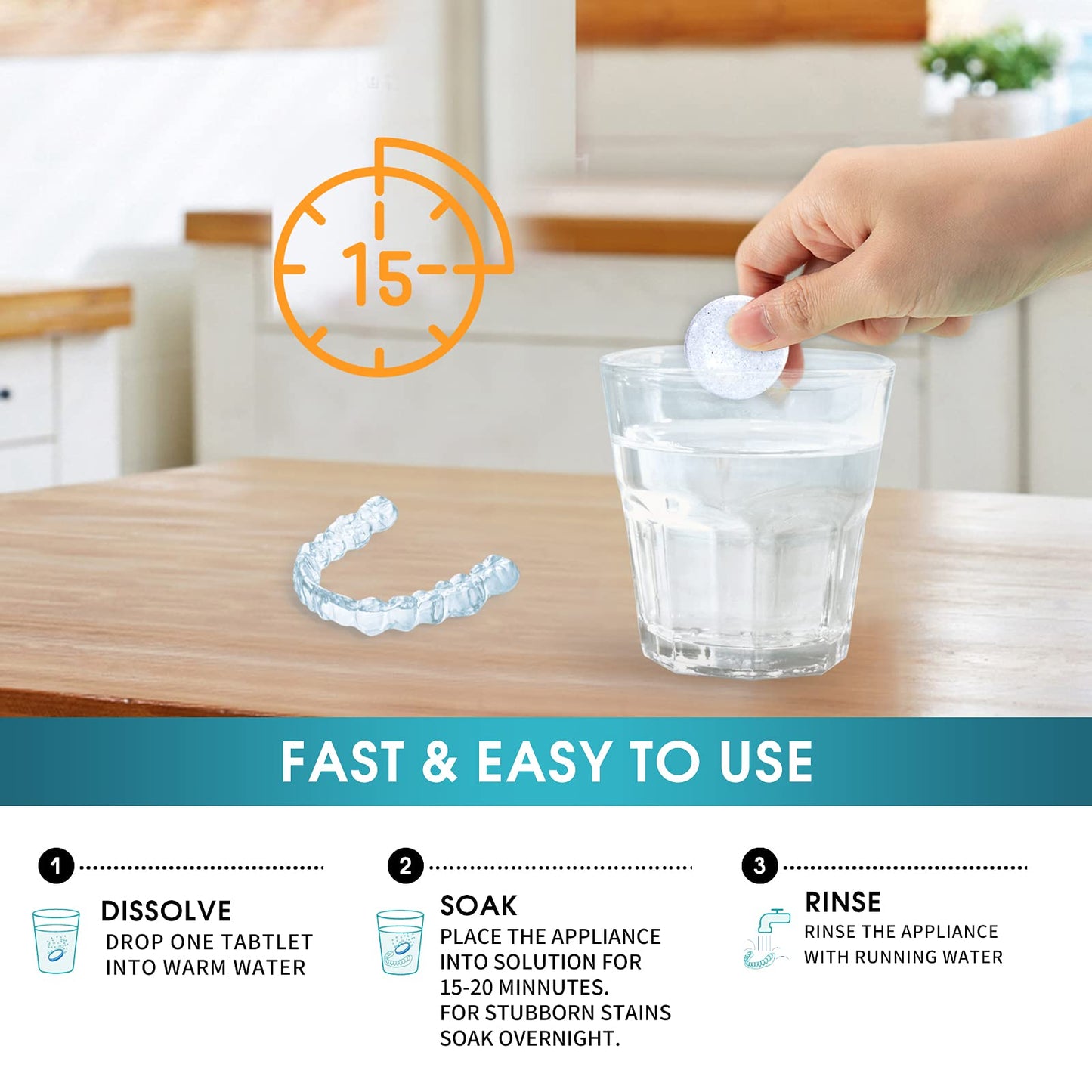 Retainer Cleaner Tablets Invisalign Cleaner Denture Cleaning Tablets,Remove Stains Away,3 Month Nature Supply - Use for Invisible Clear Aligner,Partials Full Dentures,Night Guard,Mouthguard by Y-Kelin