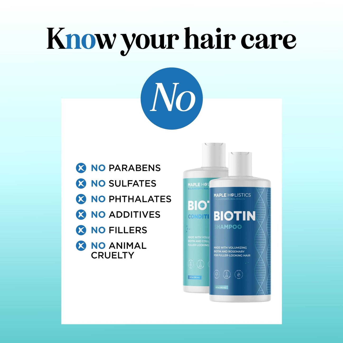 Rosemary Biotin Shampoo and Conditioner Set - Volumizing Shampoo and Conditioner for Thinning Hair for Women & Men with Nourishing B Vitamins - Color Safe Sulfate Paraben & Silicone Free (8 Fl Oz)