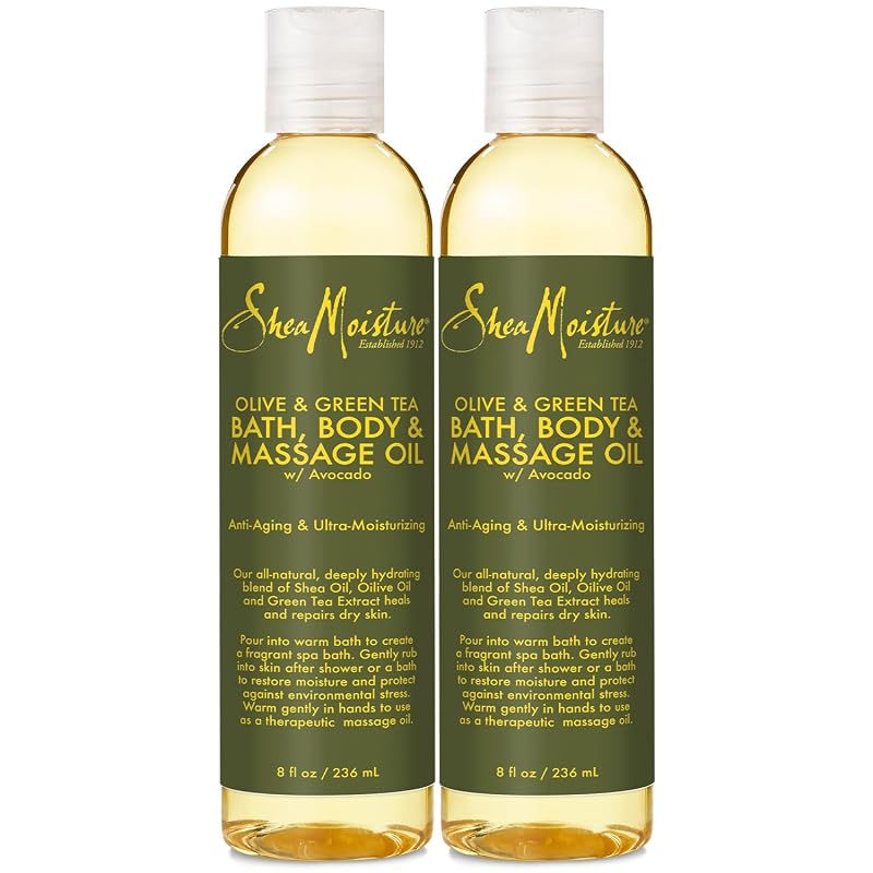 SheaMoisture Olive & Green Tea Body Oil 2-Pack – Avocado Oil, Anti-Aging & Ultra-Moisturizing for Dry Skin