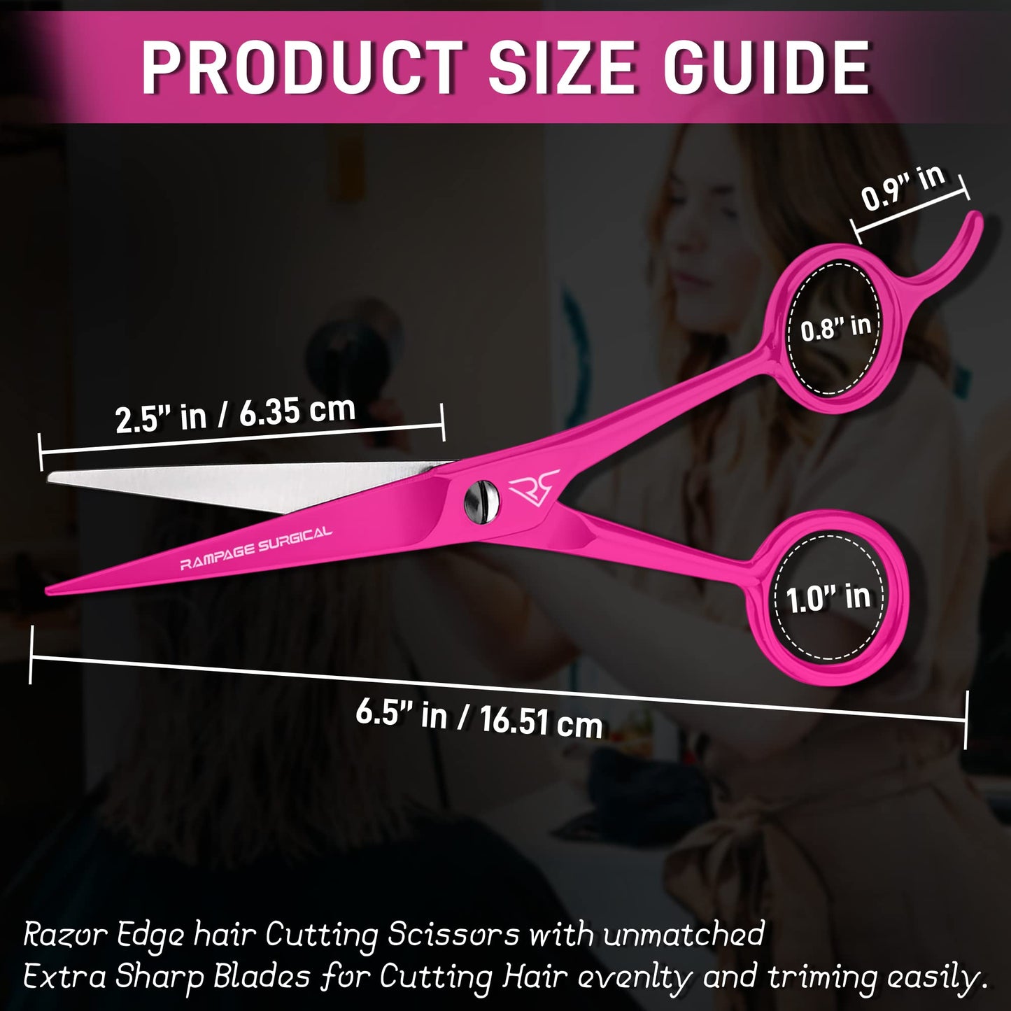 Professional Hairdresser Scissors 6.5" Inch Pink Hair Cutting Shears Japanese Stainless Steel Salon Barber Scissor (Barber Scissors, Japanese, B-4)