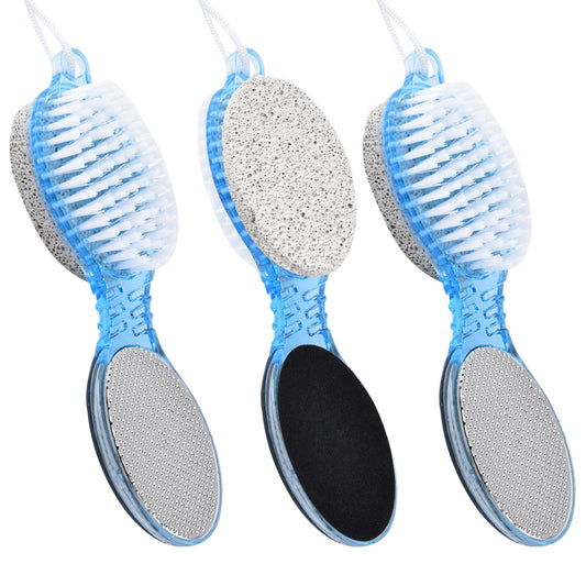 Qiyuda 3 Pcs 4 in 1 Foot Brush, Shower Foot Cleaning Scrubber Pedicure Brush Dead Skin Remover
