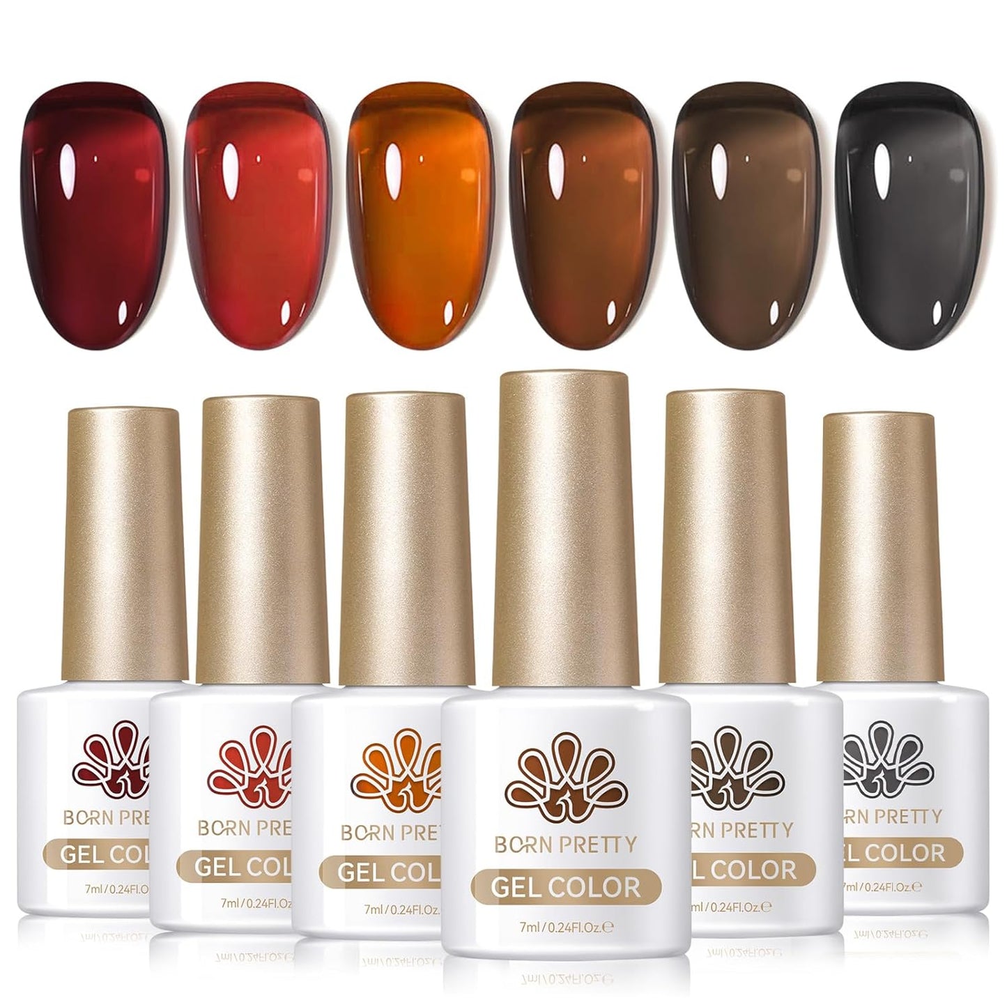 Born Pretty Neon Jelly Gel Nail Polish Set - Halloween Colors, Soak Off UV/LED for Salon & DIY