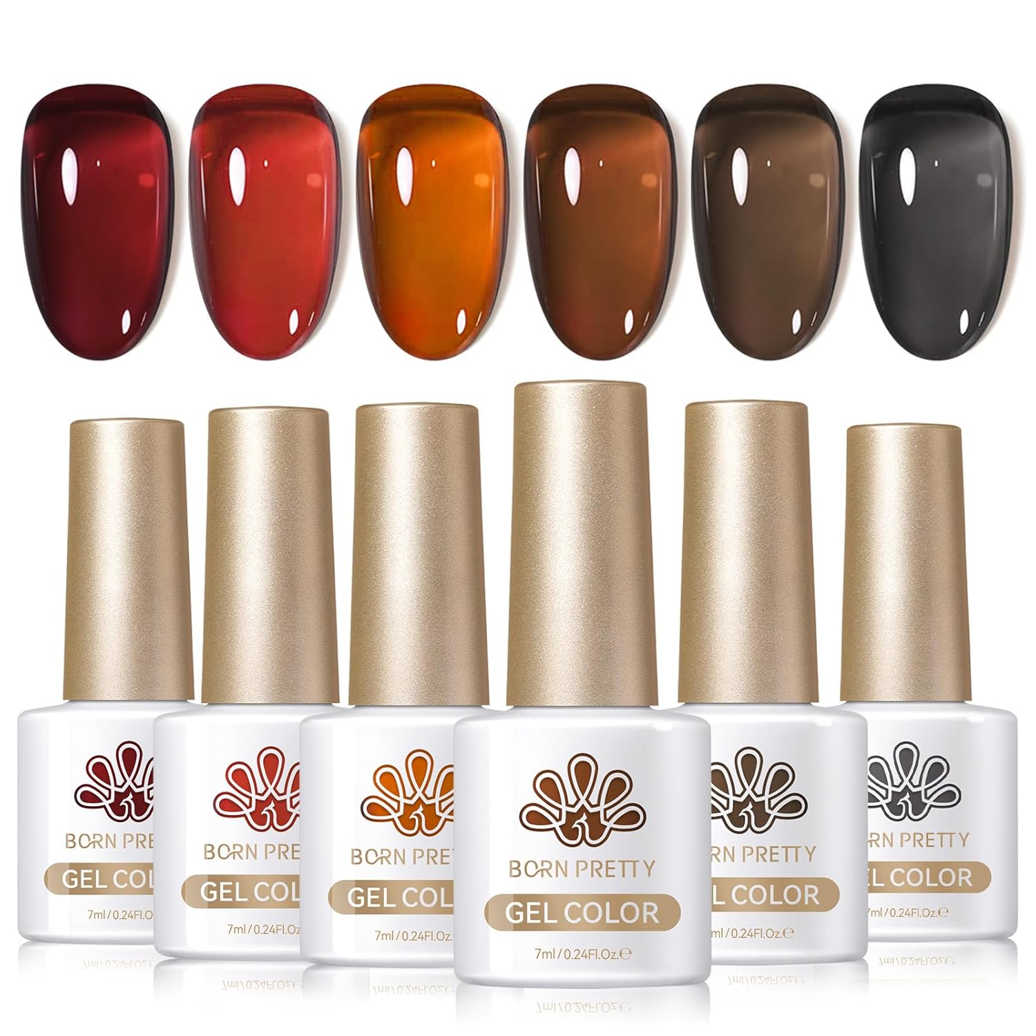 Born Pretty Neon Jelly Gel Nail Polish Set - Halloween Colors, Soak Off UV/LED for Salon & DIY