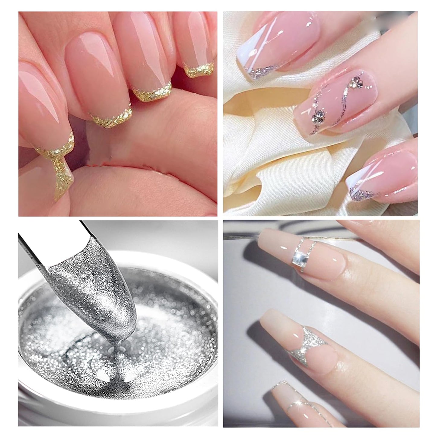 4 Colors Gel Paint for Nails Art Set, White Black Gold Silver Painting Gel for Nail Art Gel Polish Design UV LED for DIY & Nail Salon