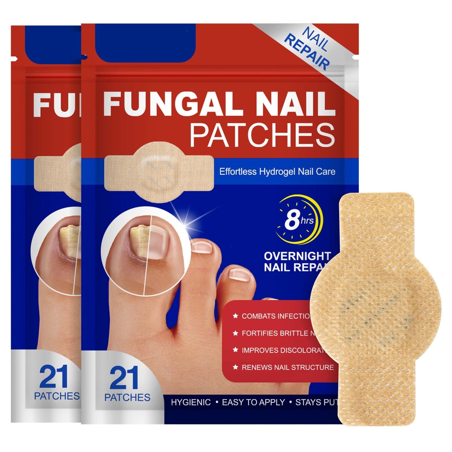 Nail Patches For Toenails & Fingernails – 21Pcs Nail Repair Stickers For Damaged Nails, Ingrown & Discoloration Care, Random (2 pack)