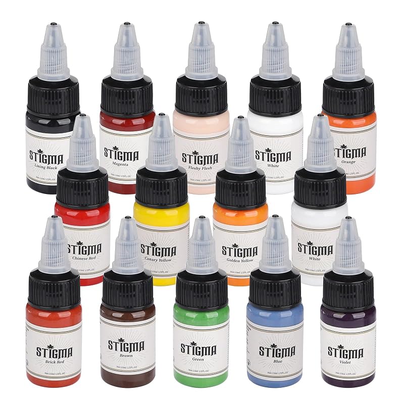 Stigma Classical 14-Piece Tattoo Ink Color Set 15ml - 1/2 OZ Bottles, Variation: 14-Classical Color