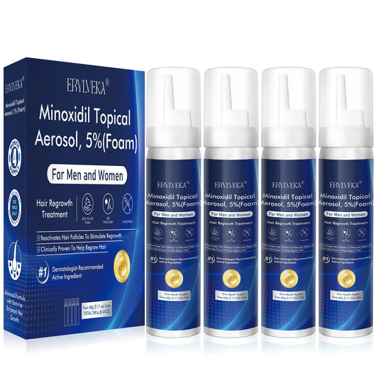 5% Minoxidil Foam with Biotin – Hair & Beard Growth Treatment for Men & Women, Fragrance-Free, Non-Greasy, 4-Month Supply (8.44oz), Clinically Trusted Formula ERYLVEKA