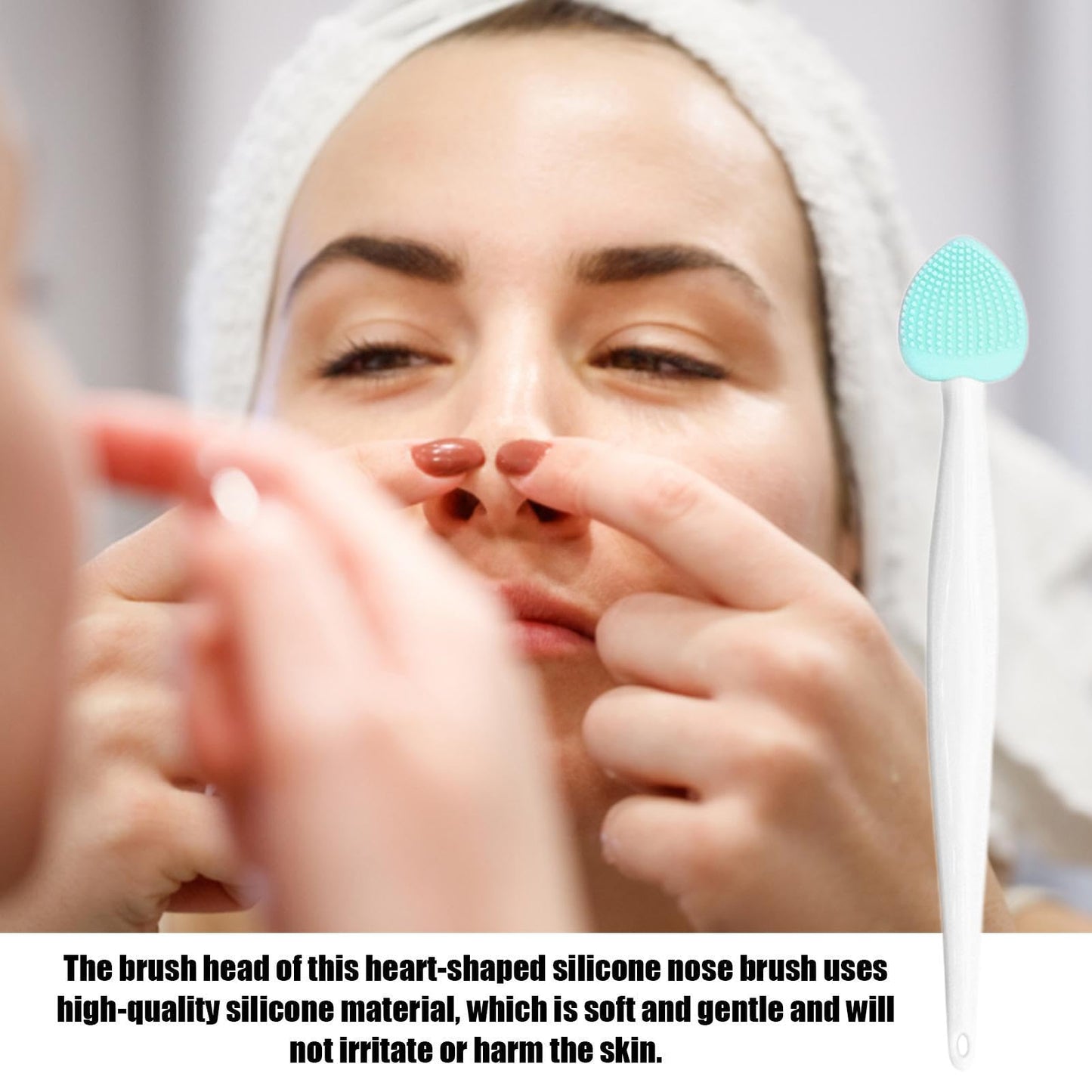 Pore Cleaning Brush, Nose Pore Scrubber for Black Heads, Heart Shaped Porecleaning Silicone Brush, Gentle PoreCleaning Remover Tool, Handheld Double Sided Cleaning Fine Brushs for Face, Lip(blue01)