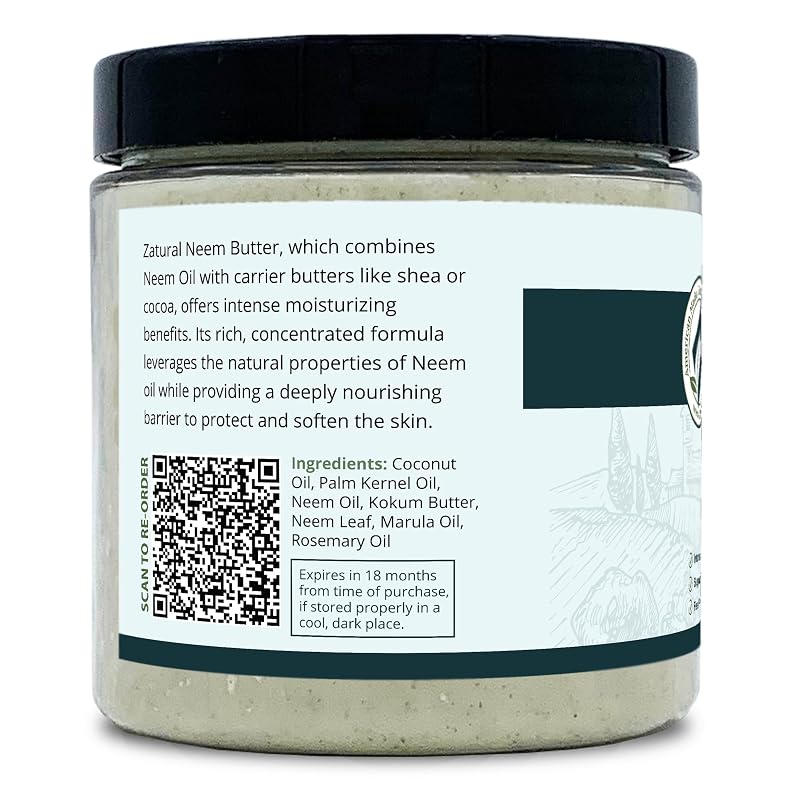 Neem Butter Coconut Oil Skin Cream for Sensitive & Itchy Skin - 8 oz (2 Pack)