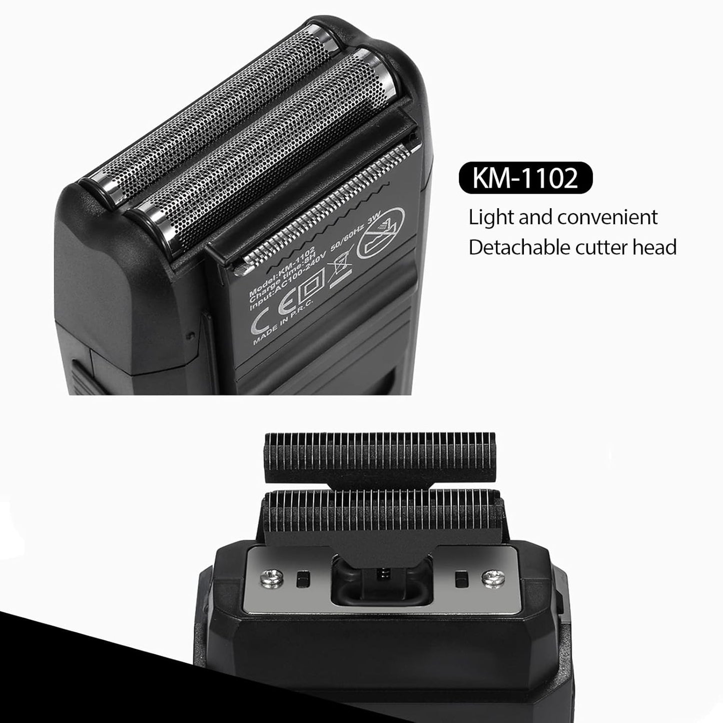 Men's Cordless Electric Razor - Kemei Precision Beard Trimmer with Twin Blades