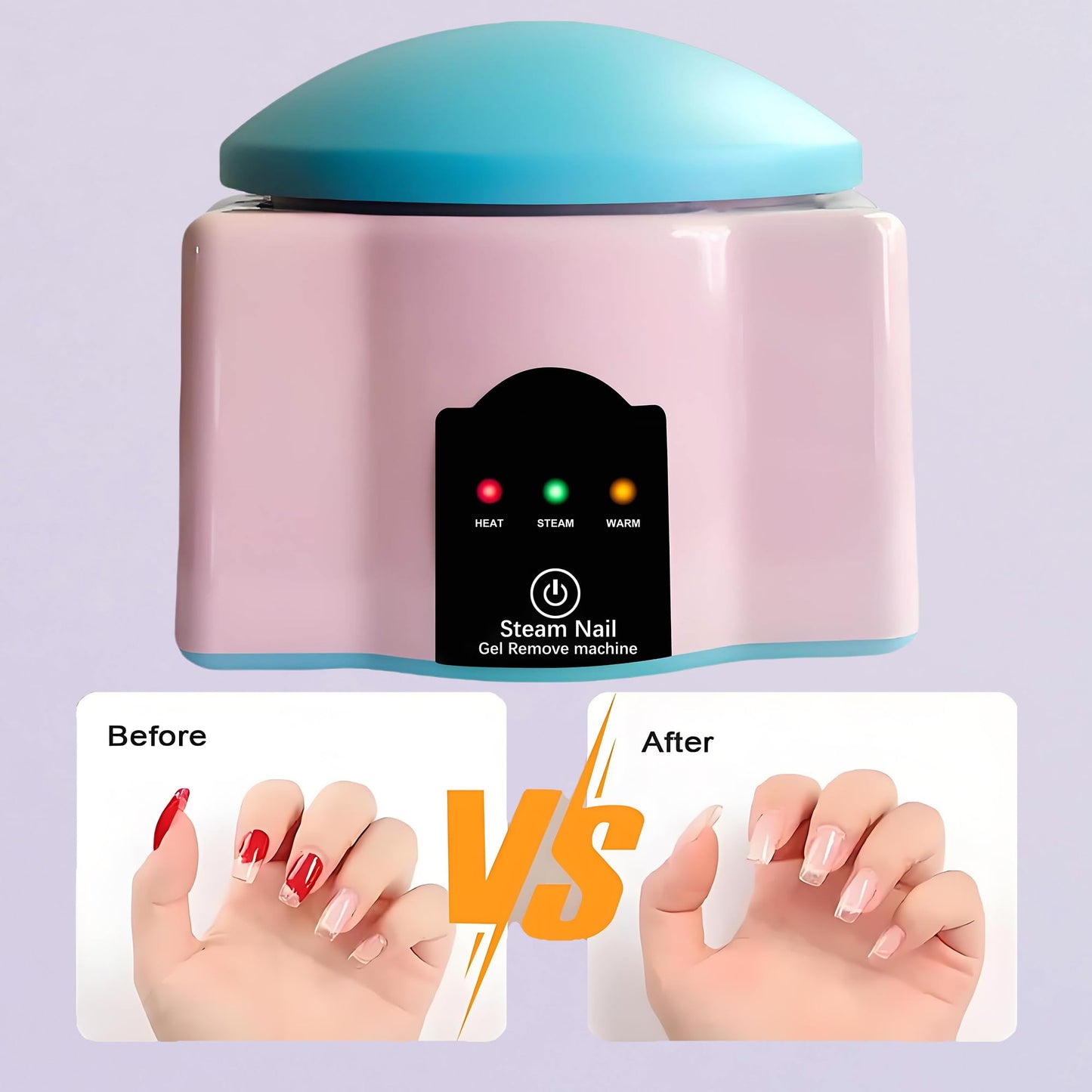 JOJOCOSMO Upgraded Electric Steam Nail Polish Remover Machine, 36 Watt Portable Automatic Gel Nail Polish Remover with UV Varnish Removal for Home and Salon Use, New Pink