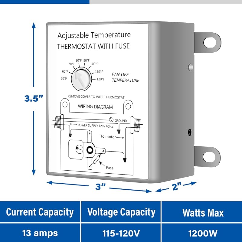 20 Inch Wall Mounted Exhaust Fan with Temperature Controller, Aluminum Louvers, 3368 CFM