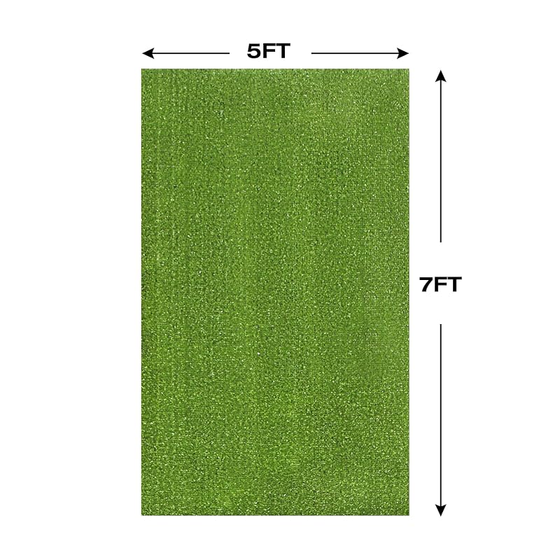 Outdoor Artificial Grass Rug 5 x 7 ft - Green Fake Grass Carpet for Balcony, Patio, Backyard | Drainage Holes