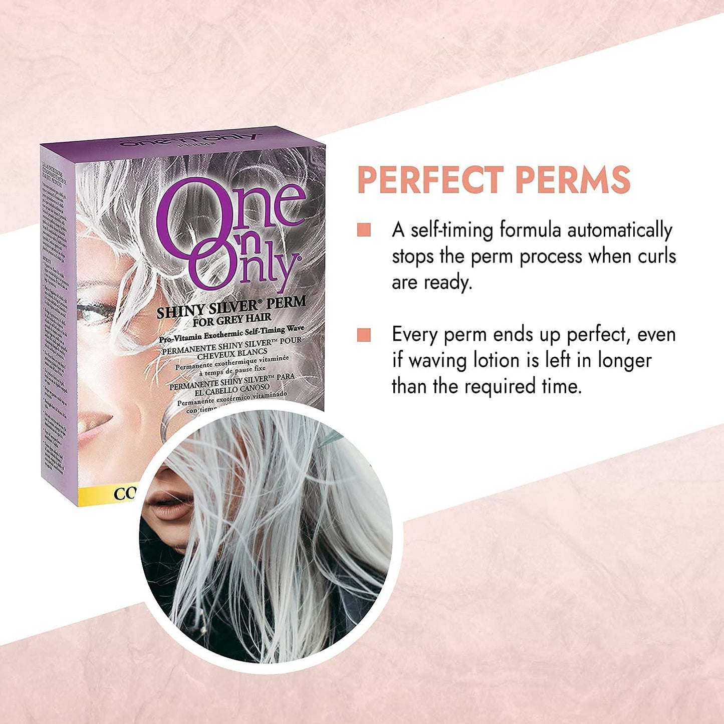 One 'n Only Shiny Silver Perm with Argan Oil for Gray Hair, Enhances Natural Silver Highlights, Exothermic Chemical Heat Ensures Gentle, Deep, and Even Processing