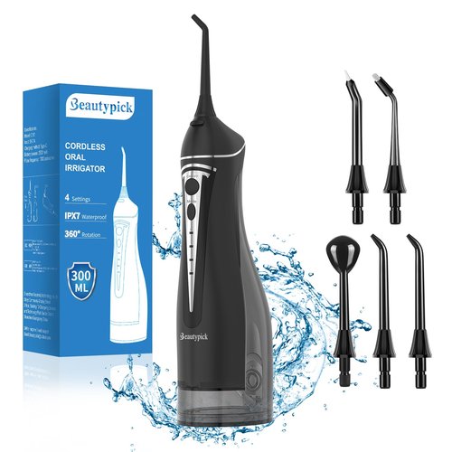 Water Flosser for Teeth Pick Cordlesss,Beautypick Portable Electric flossers for Teeth Cleaning and Flossing,300ML Braces Oral Irrigator, Rechargeable Waterproof Dental Picks for Home Travel
