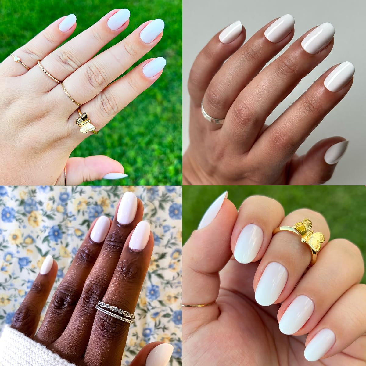 Olive & June Instant Mani Press On Nails (Glue) | Crisp White | Short, Round 42 Fake Nails, 21 Sizes Non-Toxic, Long-Lasting Recycled Materials Realistic Look | CCT Gradient