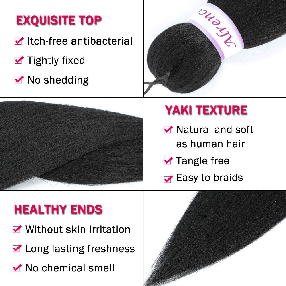 Alrence Pre Stretched Braiding Hair Long Braid 16 Inch 8 Packs Professional Braiding Hair Extensions Synthetic Crochet Twist Braids (16 Inch,1B#)