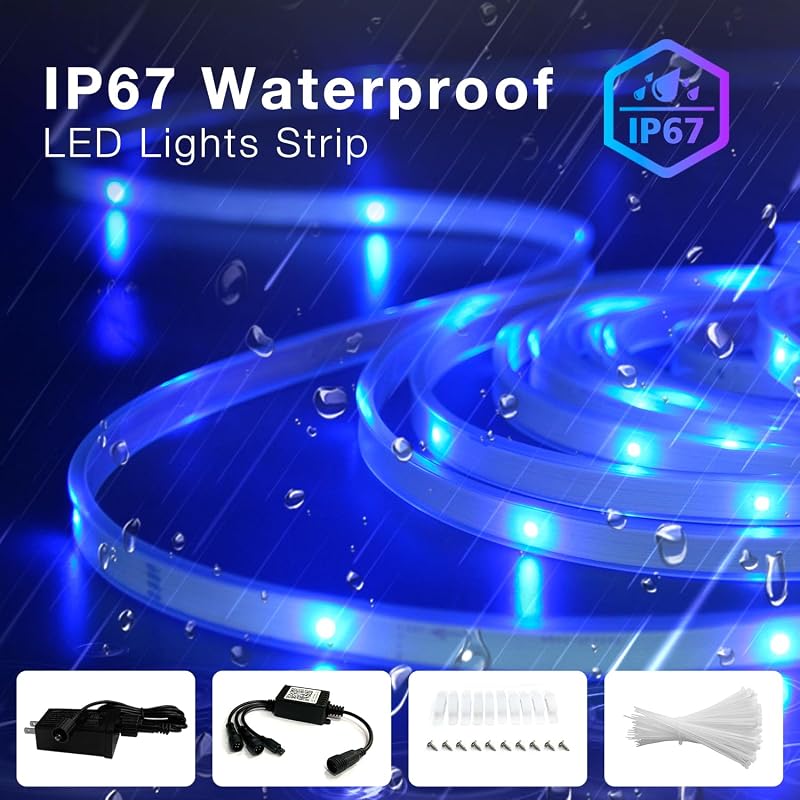 Outdoor LED Strip Lights 200ft IP67 Waterproof with App Control & Music Sync (DAYBETTER) - RGB Color Changing