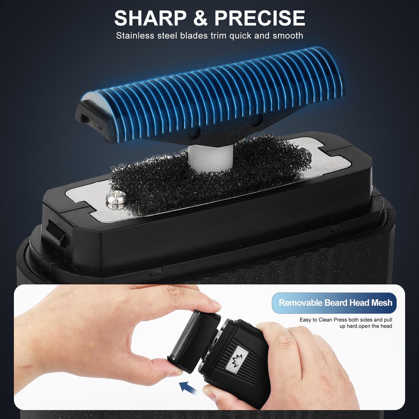 Dumite Foil Bald Shavers for Men, Powerful Motor Electric Razor, Head Shavers, Men's Foil Beard Trimmer, Cordless Rechargeable LED Displays