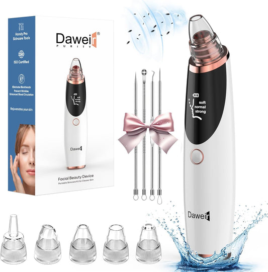 Deep Cleansing Blackhead Remover Vacuum – USB Rechargeable Pore Cleaner with 3 Suction Levels & 5 Tips