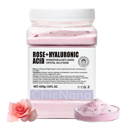 ChicNana Jelly Face Mask Peel Off Powder 650g Moisturizing and Hydrating Repair and Smooth Skin Care for Home Salon Spa (Rose Hyaluronic Acid)