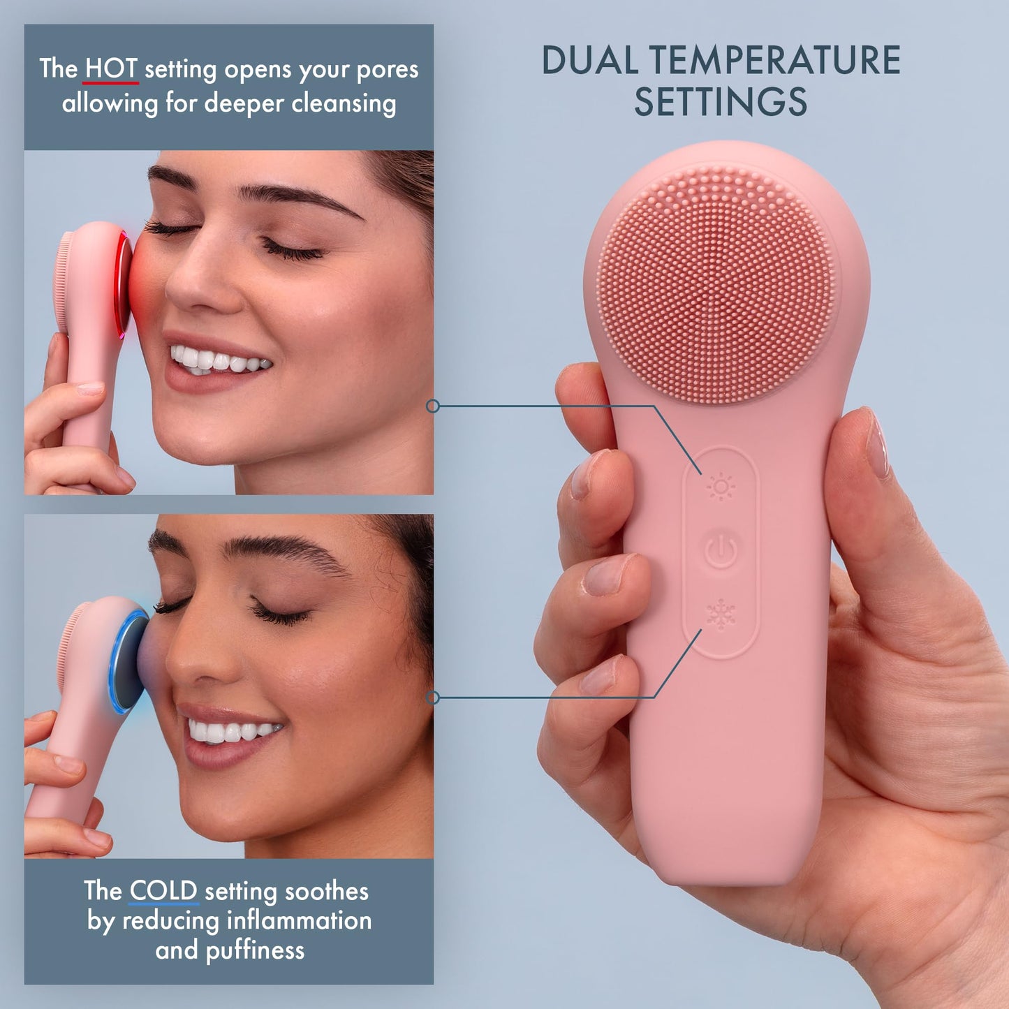 Facial Cleansing Brush, Rechargeable Electric Silicone Face Scrubber Exfoliator, Waterproof Silicone Face Brush Cleanser w/Fast USB-C Charger, Massaging & Face Exfoliator Scrubber for Men & Women