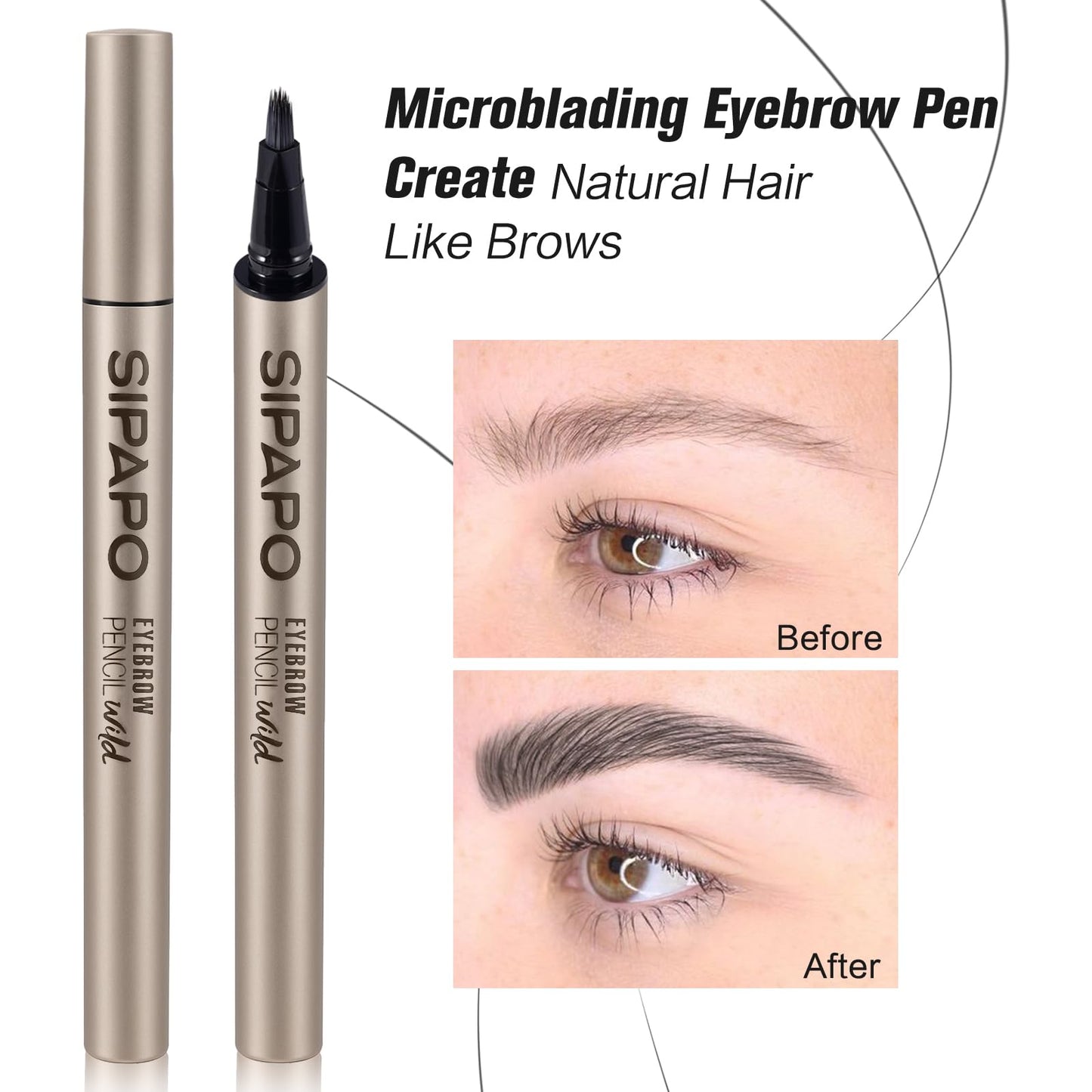 Microblading Brow-Fection Eyebrow Pen – Waterproof Smudge-Proof Liquid Eyebrow Tattoo Pen for Hair-Like Strokes, Long-Lasting Precision Eyebrow Pencil for All-Day Wear(03 Natural Black)