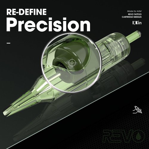 INKin REVO Tattoo Cartridge Needles 7RS #12 Standard 0.35mm Round Shader, Professional Tattoo Needles With Precise Positioning System Stay-Sharp Needles Extra Long Taper 20Pcs For Tattooing(R1207RS)