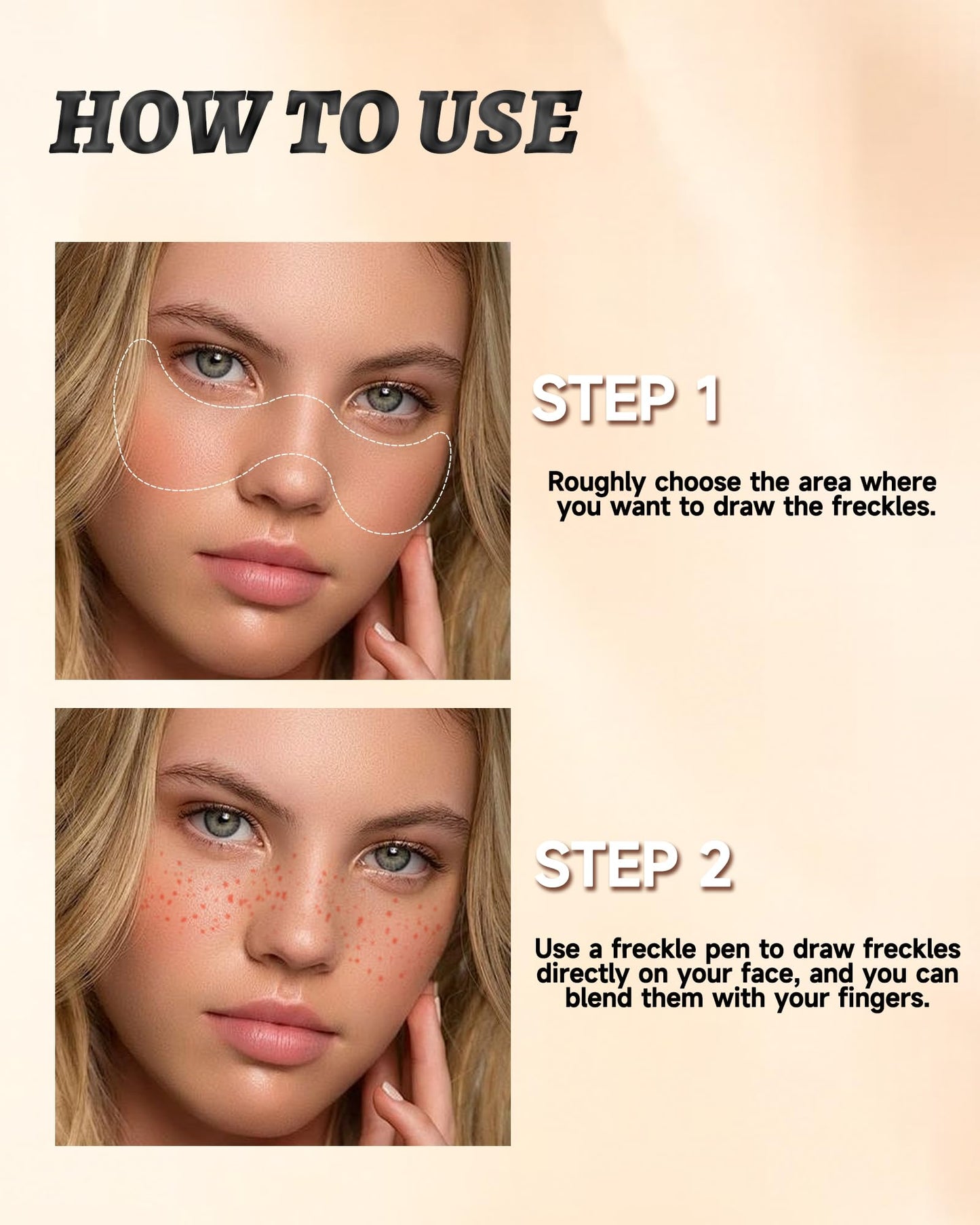 Liquid Freckle Pen, 2Pcs Red Waterproof Long Lasting Natural Lifelike Fake Face Freckles, Quick Dry Sweatproof Vivid Faux Soft Dot Sopt Freck Pen Stamp, Skin Tattoo Summer Makeup Gift Kit for Women-03