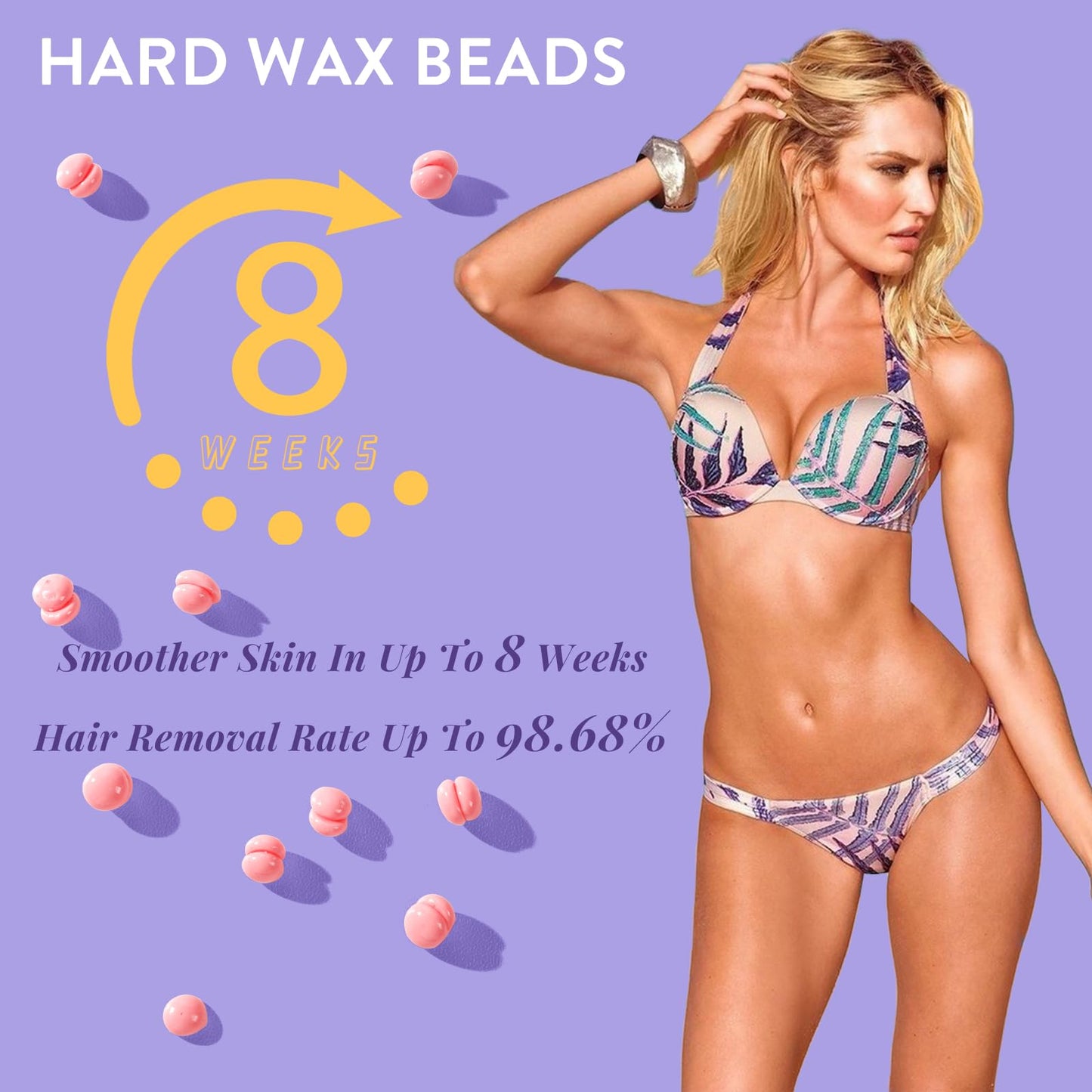 Hard Wax Beads 2LB Waxing Beads: Wax Beads for Sensitive Skin Bikini Wax Beans Brazilian Waxing Face Lip Eyebrow - Bulk Ideal for Salons and Home Use (Pink)