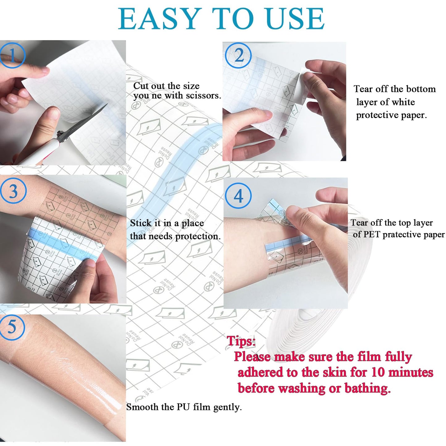 ANAMPION Tattoo Aftercare Waterproof Bandages 6"x2 Yard Second Skin Bandage Tattoo Cover Up Tape for Faster Tattoo Healing Recovery and Skin Care Protection Waterproof Bandage Transparent Film