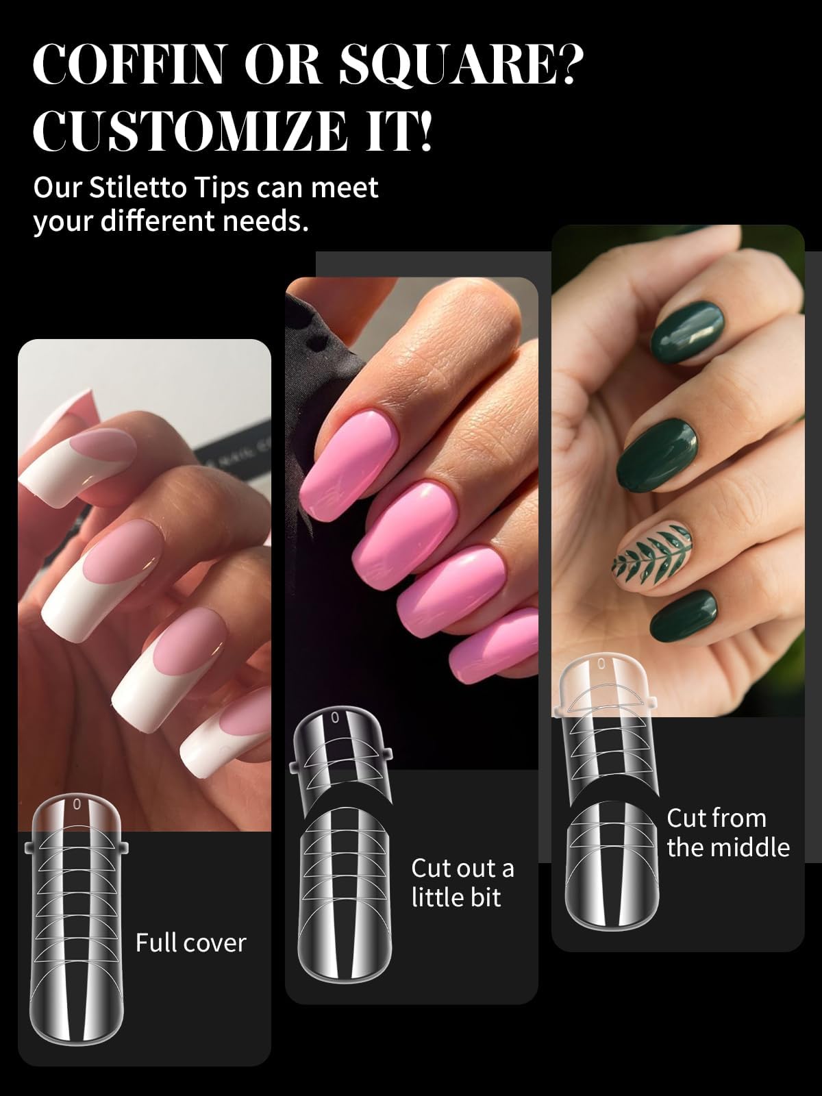 EBANKU 96PCS 4 Styles Dual Nail Forms for Polygel, Clear Matte Poly Gel Nail Forms Full Cover Nail Mold Tips 12 Sizes Scale for Poly Gel Nail Extension Salon Home DIY Manicure