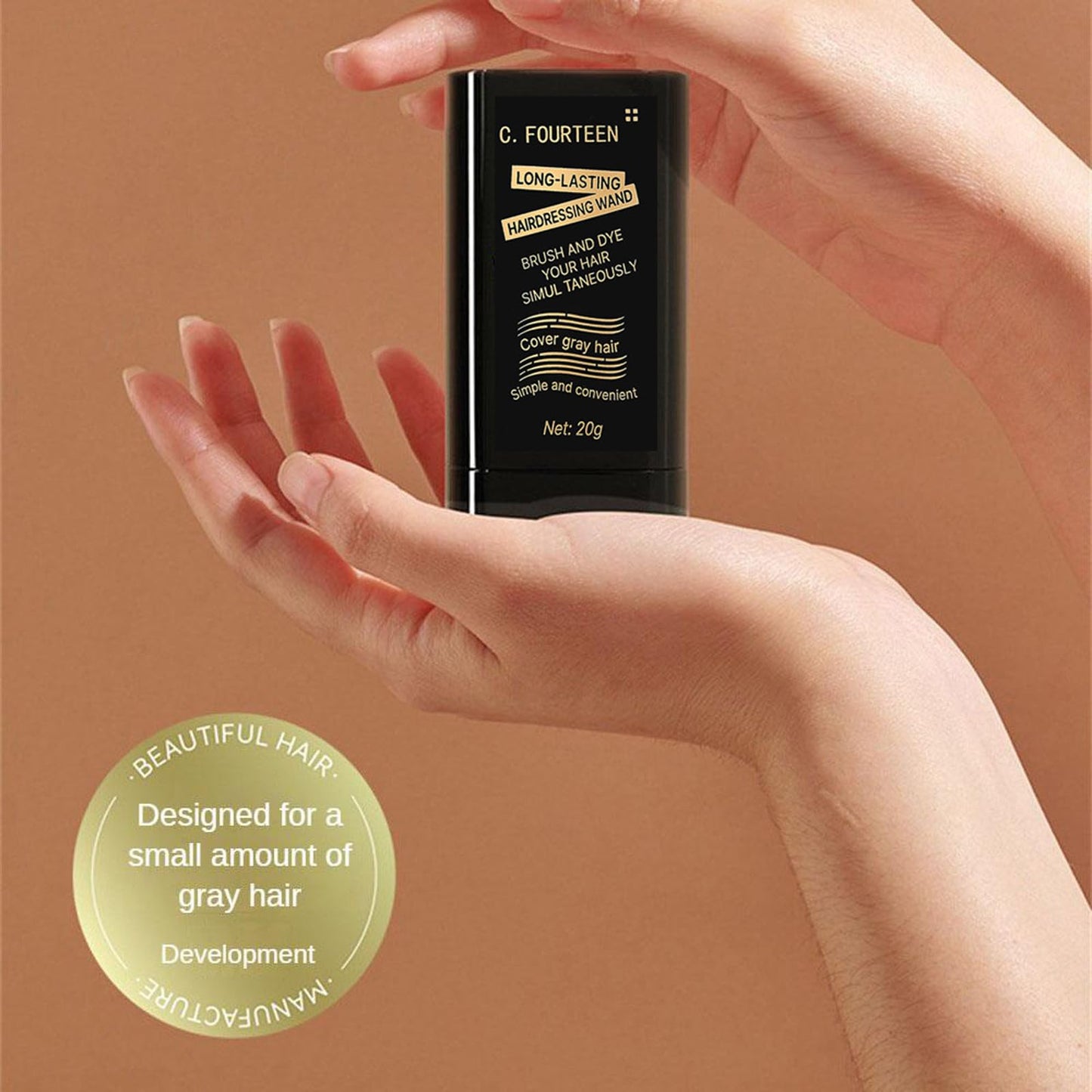 Safe and Convenient Comb Hair Dye, Portable Hair Color Comb for Gray Hair Coverage, Waterproof and Sweat-Proof Hair Concealer Stick, 2 in 1 Instant Dye, for Women & Men (Brownish Black, 02)