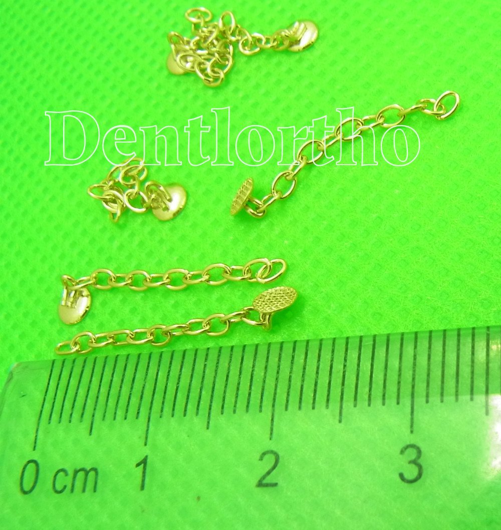 4 Pcs New Golden Traction Chain Dental Lingual Button Chains Orthodontics Materials Swivel Chain Dental Impacted Cuspid Eruption Appliance