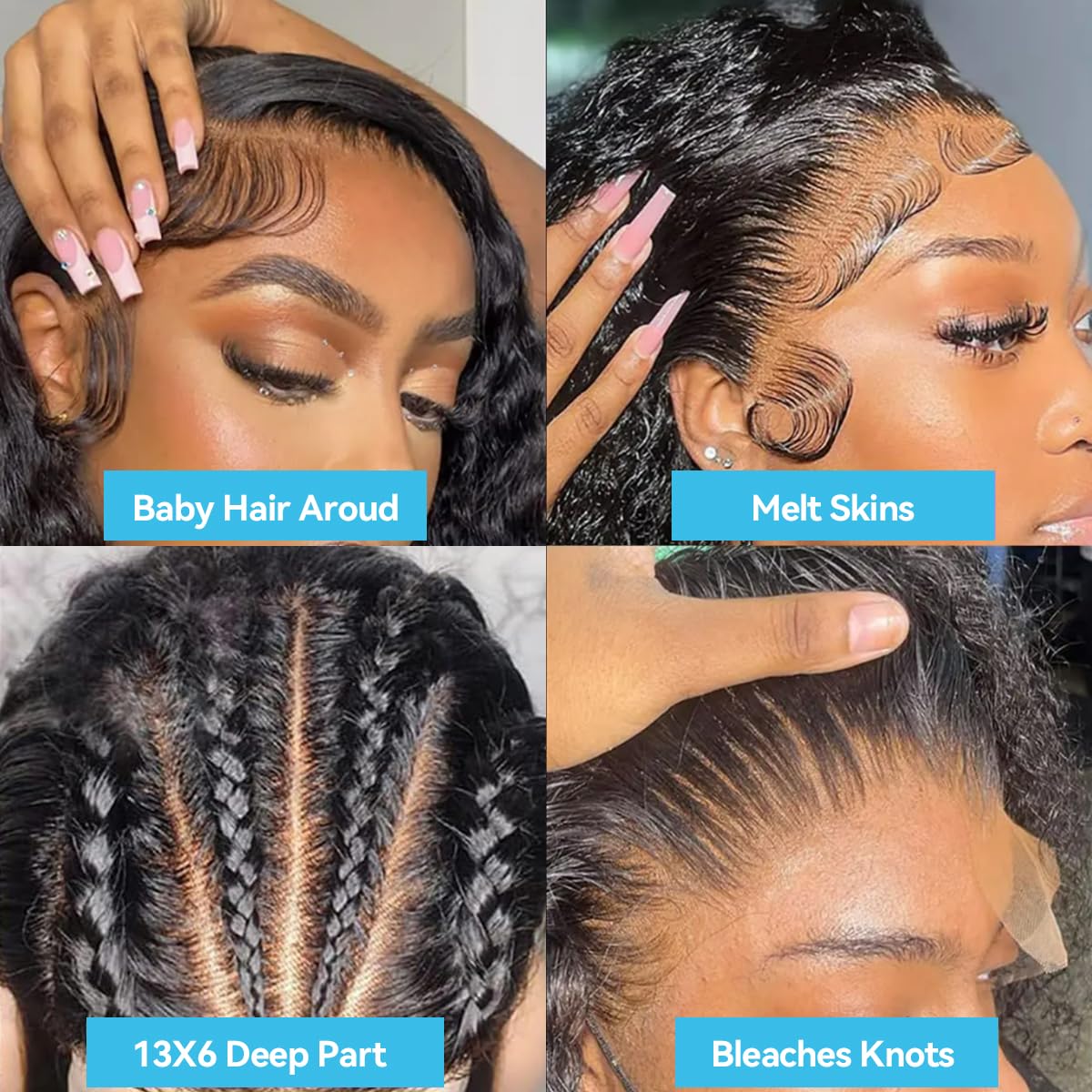 Jukabe 13x6 Lace Front Wigs Human Hair Pre Plucked 200 Density HD Transparent Deep Wave Lace Frontal Wigs Human Hair for Women Glueless Wigs Human Hair with Baby Hair 24 Inch